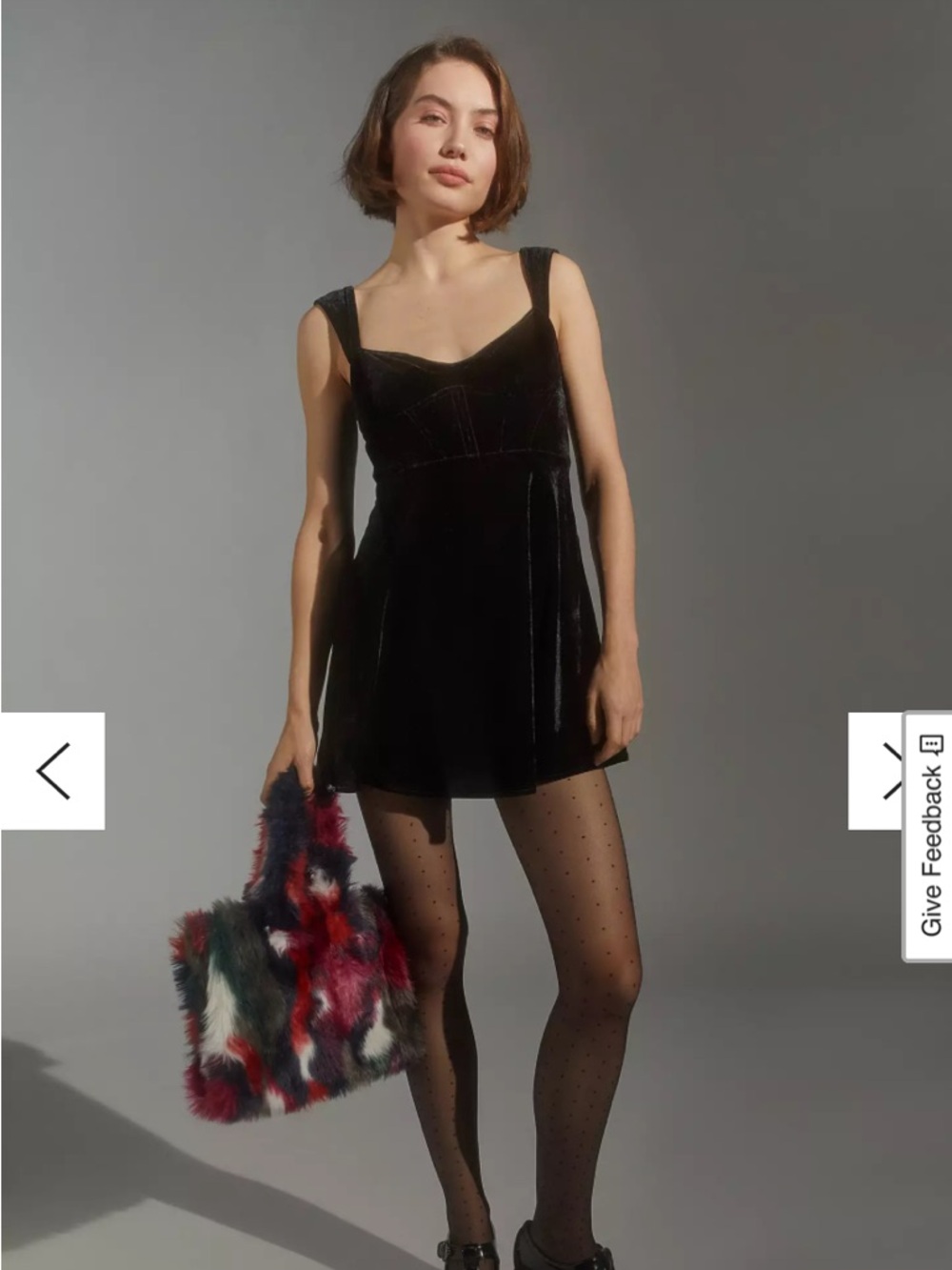 UO Genivieve Velvet Corset Mini Dress Black